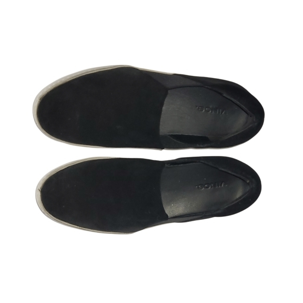 Women's VINCE Warren Slip-On SUEDE Leather BLACK Platform Sneakers 37 7